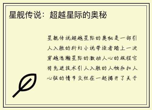 星舰传说：超越星际的奥秘